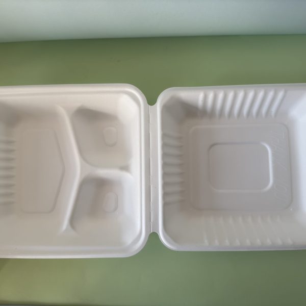 8" Sugarcane Container-3 Compartment